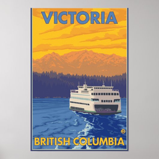 Ferry en Mountains - Victoria, BC Canada Poster (Voorkant)