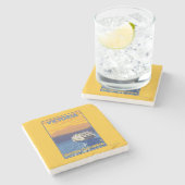 Ferry en Mountains - Victoria, BC Canada Stenen Onderzetter (Zijkant)