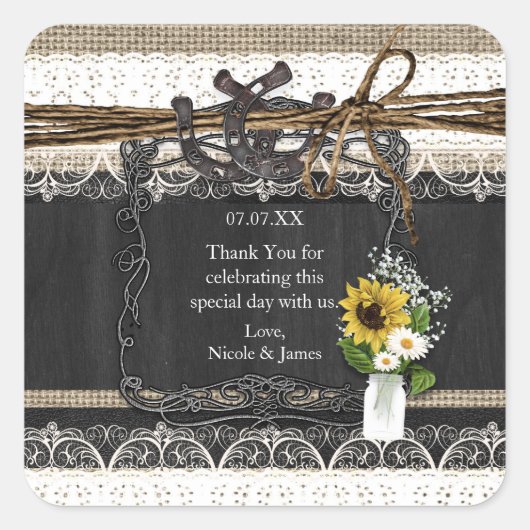 Fers à cheval rustiques et fleurs autocollants de (Devant)