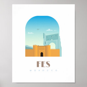 Fes city morocco Skyline Poster