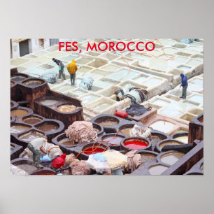 Fes leerlooierijen, Marokko Poster