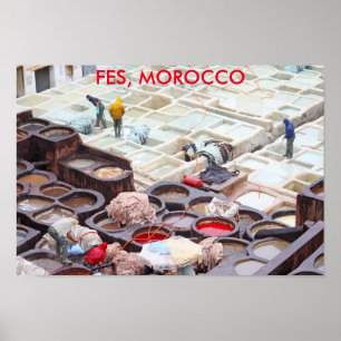 Fes tanneries, Marokko Poster