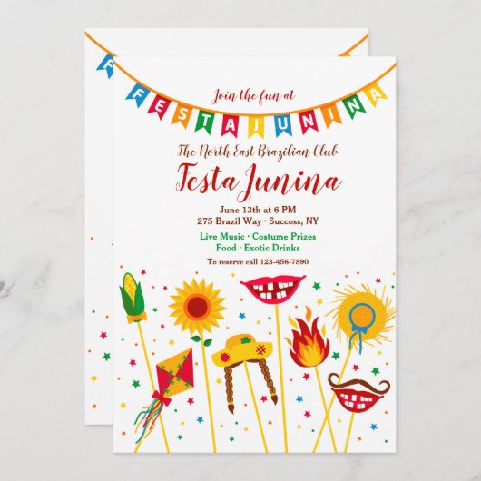 Festa Junina Elements Uitnodiging (Voorkant / Achterkant)