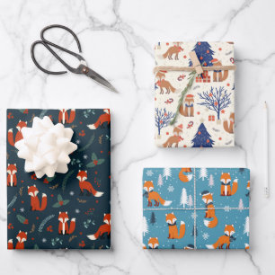 Festief gevlekt kerstvossenpatroon inpakpapier vel