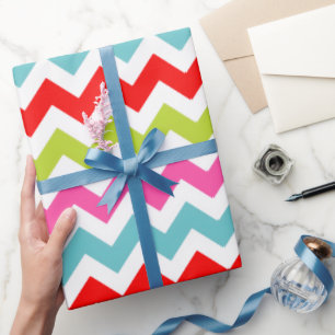 Festieve Chevron Patronen – Retro Vakantieranden Cadeaupapier