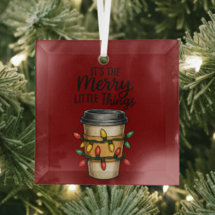 Festieve Koffiekop Kerststicker Glas Ornament