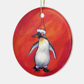 Festieve koppen en spijkers Penguin Keramisch Ornament (Links)
