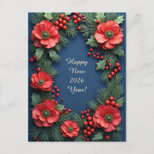 ❄️ Festieve Poinsettia Kerstglans 🎄 Elegant Briefkaart