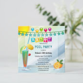 Festif Aquarelle Été Piscine Invitation (Debout devant)
