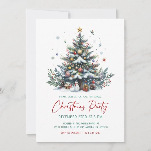 Festif Arbre de Noël Invitation (Devant)