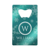 Festif Blue Foil Snowflakes Monogramme Nom (Devant)