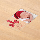 Festif Bow rouge acrylique Faire-part de naissance (Poser)