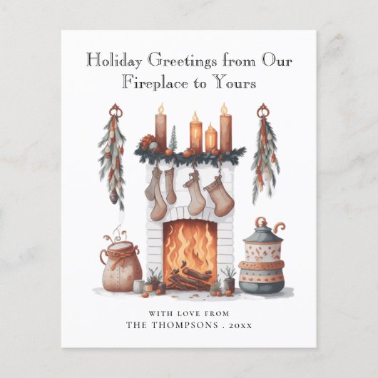 Festif Budget Cheminée Joyeux Noël Carte (Devant)