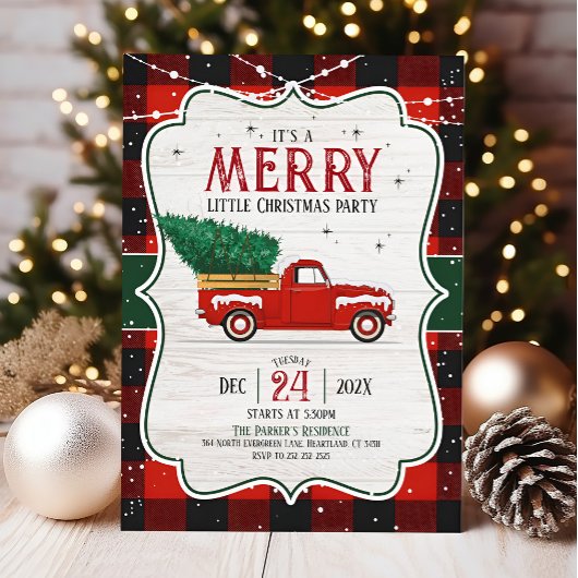 Festif Buffalo Plaid Christmas Party Invitation