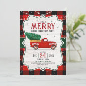 Festif Buffalo Plaid Christmas Party Invitation (Debout devant)