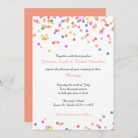 Festif coloré Confetti Mariage Invitations (Devant / Derrière)
