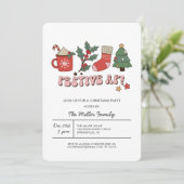 Festif coloré Retro Noël Fête Invitation (Debout devant)