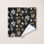 Festif Faux de Noël Or et Motif d'argent (Gant de toilette)