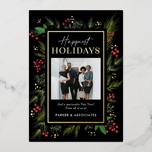 Festif Frame FOIL Business Holiday Carte photo (Recto)