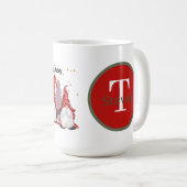 Festif gnome de Noël ajouter monogramme Mug (Devant droit)