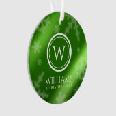 Festif Green Foil Snowflakes Nom du monogramme (devant)