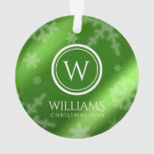 Festif Green Foil Snowflakes Nom du monogramme (dos)