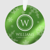 Festif Green Foil Snowflakes Nom du monogramme (devant)