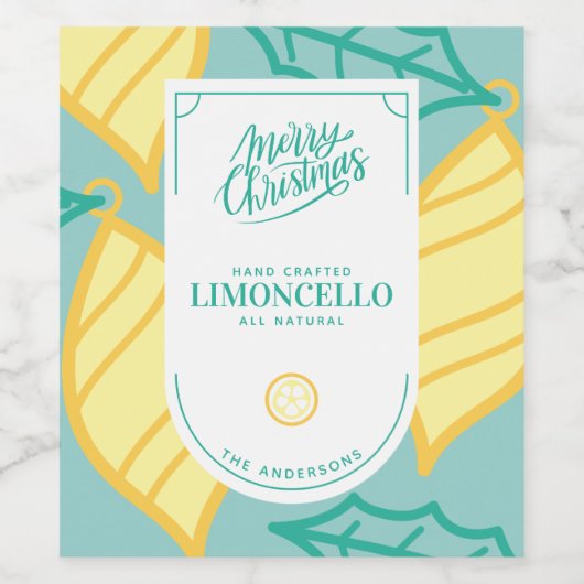 Festif Limoncello Étiquette de vin de Noël (Étiquettes simples)