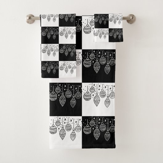 Festif moderne noir blanc Baubles de Noël (En situation)