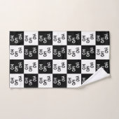 Festif moderne Noir Blanc Ho Ho Slogan Noël (Serviette à main)