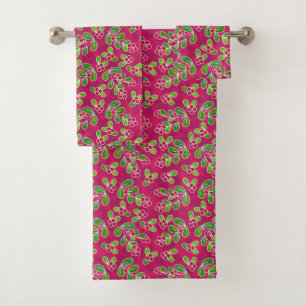 Festif Motif de fruits de canneberge, Fuchsia
