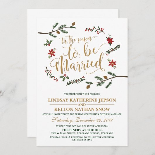 Festif Noël Faire-part de mariage (Devant / Derrière)