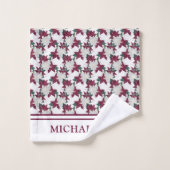 Festif Noël Floral Poinsettia Monogramme (Gant de toilette)