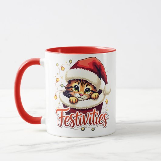 Festif Noël Kitten Mug (Gauche)