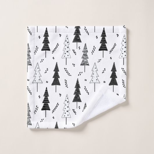 Festif Noir Blanc Doddle Pine de Noël (Gant de toilette)