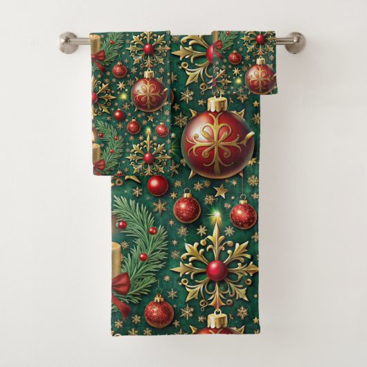 Festif or rouge ornements Snowflakes Noël (En situation)