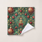 Festif or rouge ornements Snowflakes Noël (Gant de toilette)