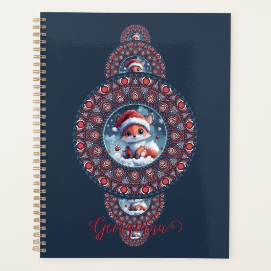 Festif personnalisé Kawaii Fox Ornamental Mandala (Devant)