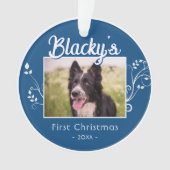 Festif Premier Noël Chiot Foliage Bleu Photo (devant)