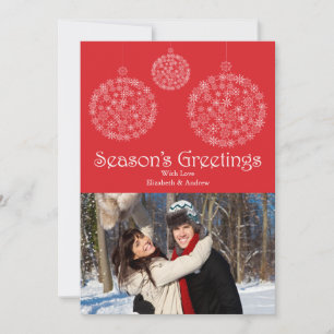 Festif Red Snowflake Ornament Carte photo de vacan