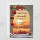 Festif Retro Noël Diner fête Invitation (Devant)