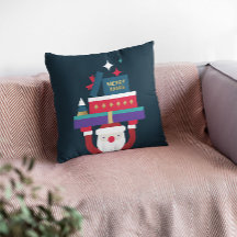 Festif Retro Père Noël Lance Oreiller - Cadeaux de