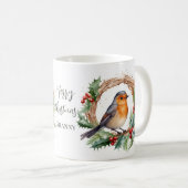 Festif Robin Rouge Noël Mug cadeau (Devant droit)