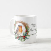 Festif Robin Rouge Noël Mug cadeau (Devant gauche)