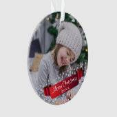 Festif Rouge Ruban photo Keepsaké de Noël (devant)