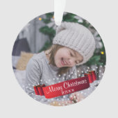 Festif Rouge Ruban photo Keepsaké de Noël (devant)