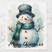 🎄 Festif Snowman Vin Étiquette 🍷 (Étiquettes simples)