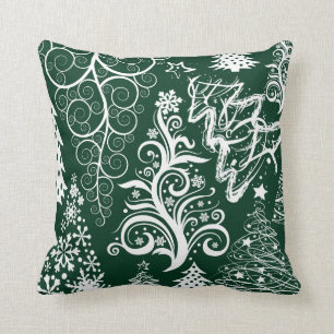 Festif Vacances vertes arbres de Noël Coussin de N