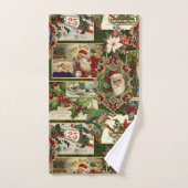 Festif Vintage Noël Ephémère Collage-Green (Serviette à main)