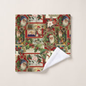 Festif Vintage Noël Ephémère Collage-Rouge (Gant de toilette)